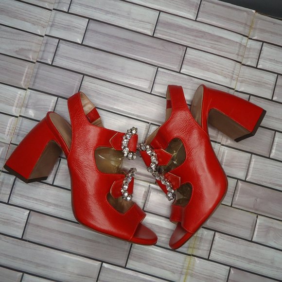 SIZE 37. L'Autrechose Chose crystal buckle leather sandals. - Picture 7 of 16